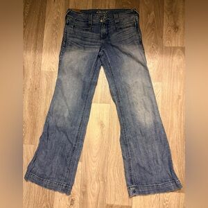 Ariat Denim Trouser Jeans Size 26S Medium Wash Wide Leg Flare Back Pocket Detail
